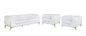 Three Piece Indoor White Italian Leather Five Person Seating Set