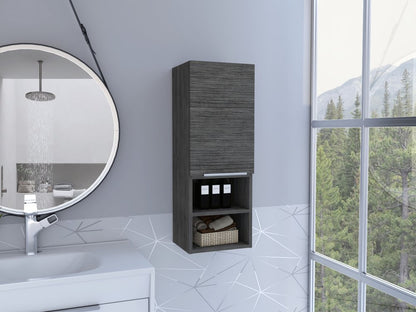 Gabinete decorativo de roble gris ahumado de 32" con tres estantes