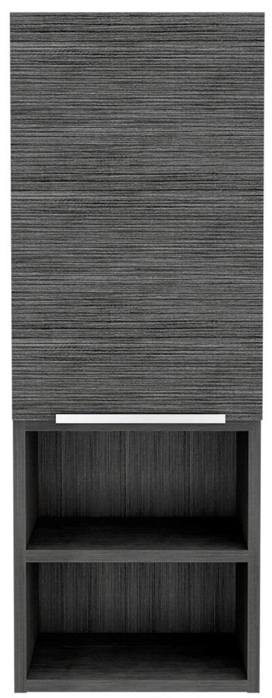 Gabinete decorativo de roble gris ahumado de 32" con tres estantes