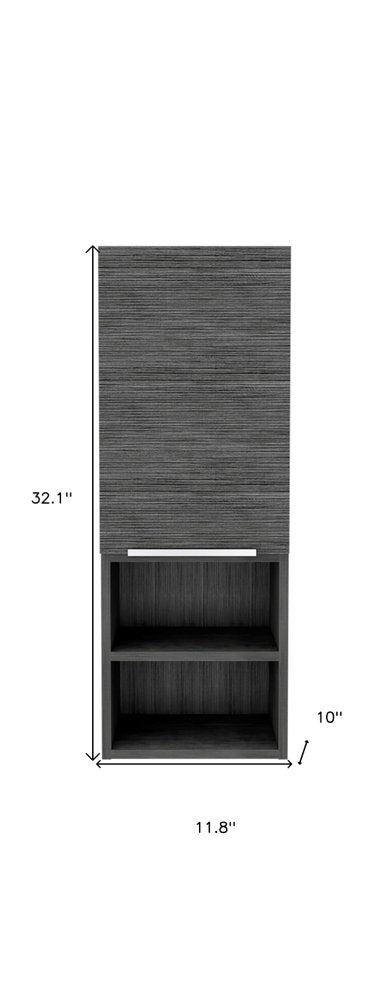 Gabinete decorativo de roble gris ahumado de 32" con tres estantes