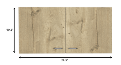 Gabinete de acento estándar de 39" en blanco y roble claro con un estante