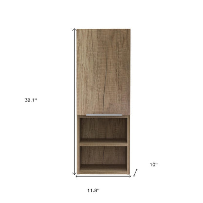 Gabinete de madera marrón de 12" con cuatro estantes