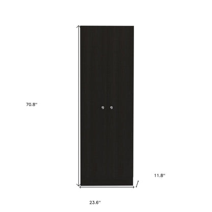 71" Black Wood Pantry Or Storage Closet