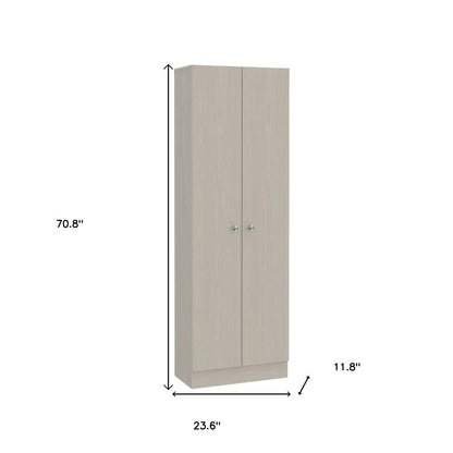 71" Light Gray Wood Pantry Or Storage Closet