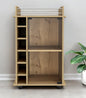 22" Brown Wood Rolling Bar Cart With Wine Storage