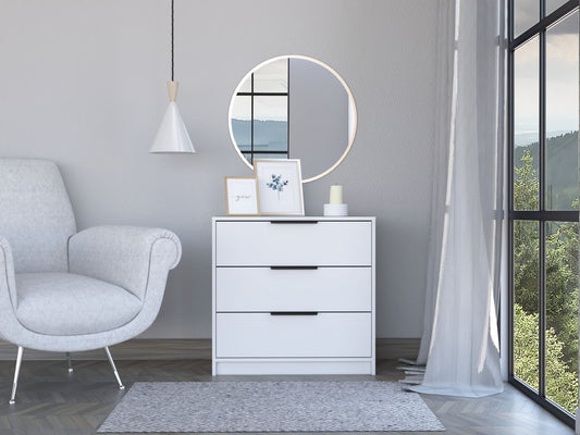 Cómoda estándar blanca de tres cajones de 28"