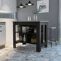 Isla de cocina de 41" en negro y natural con almacenamiento
