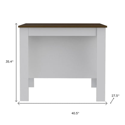 Isla de cocina blanca y marrón de 41" con almacenamiento