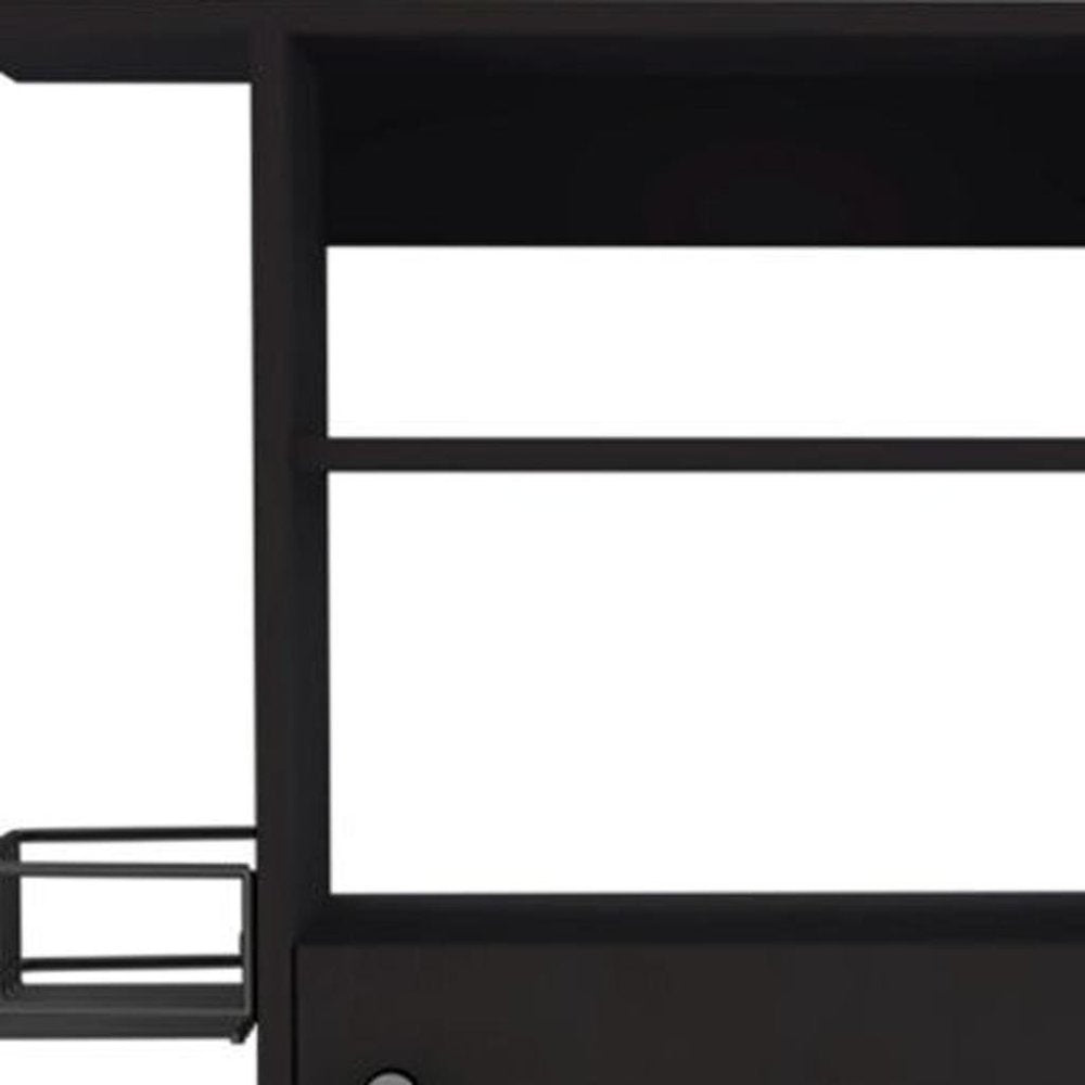 Carrito de cocina negro con ruedas de 24" y almacenamiento