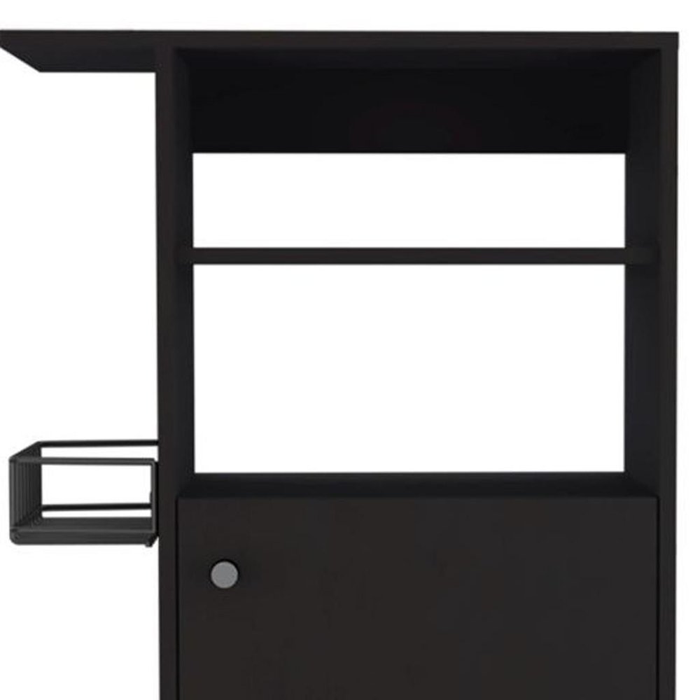 Carrito de cocina negro con ruedas de 24" y almacenamiento