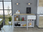 Isla de cocina rodante de 54" con espacio de almacenamiento, color blanco y natural