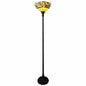 70" Green And Black Floor Lamp With Green Glass Bowl Shade