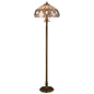 63" Brown Two Light Traditional Shaped Floor Lamp With White Stained Glass Bowl Shade
