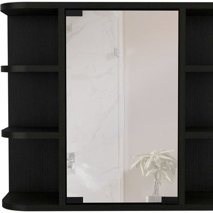 Tocador de baño flotante de madera negra de 24"