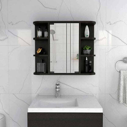Tocador de baño flotante de madera negra de 24"