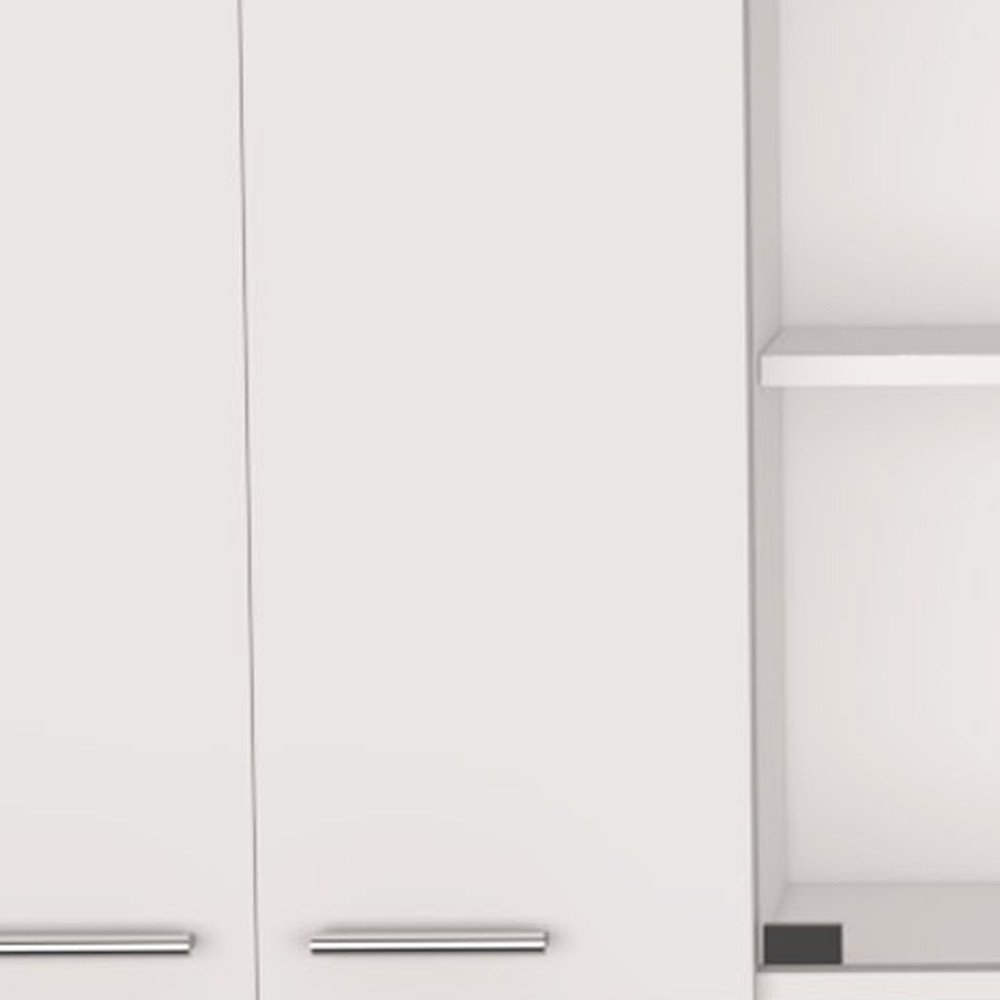 59" White Wood Wall Mounted China Cabinet With Six Doors