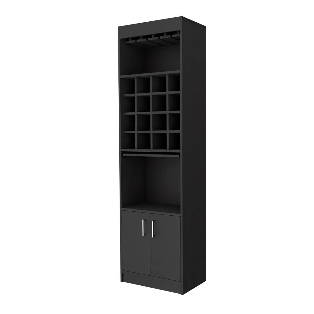 Mueble bar negro de 24" con dieciocho estantes
