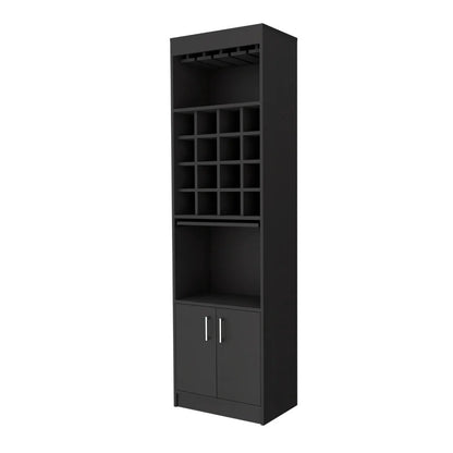 Mueble bar negro de 24" con dieciocho estantes