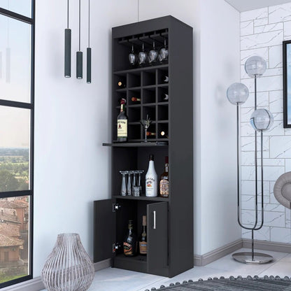 Mueble bar negro de 24" con dieciocho estantes