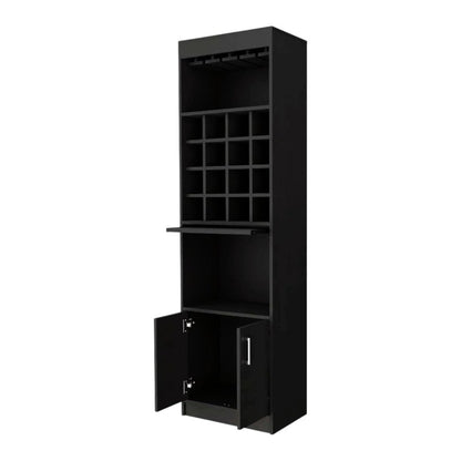 Mueble bar negro de 24" con dieciocho estantes