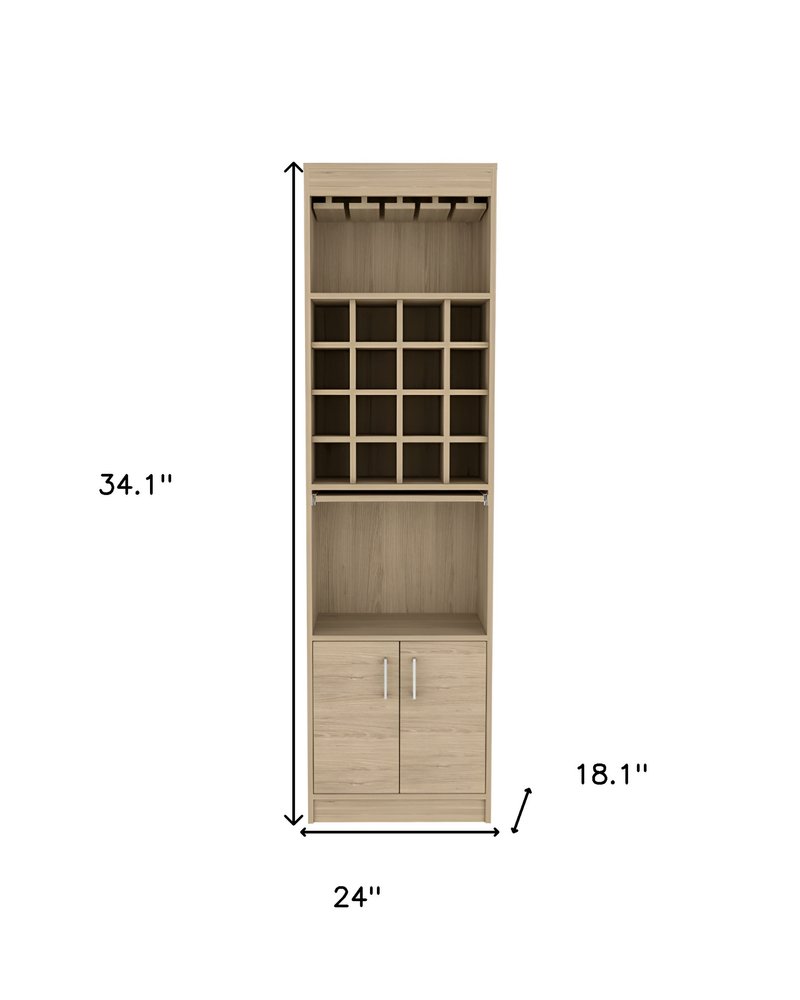 Mueble bar natural de 24" con dieciocho estantes