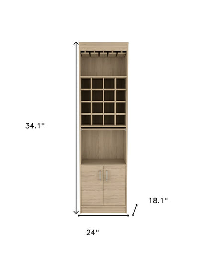 Mueble bar natural de 24" con dieciocho estantes