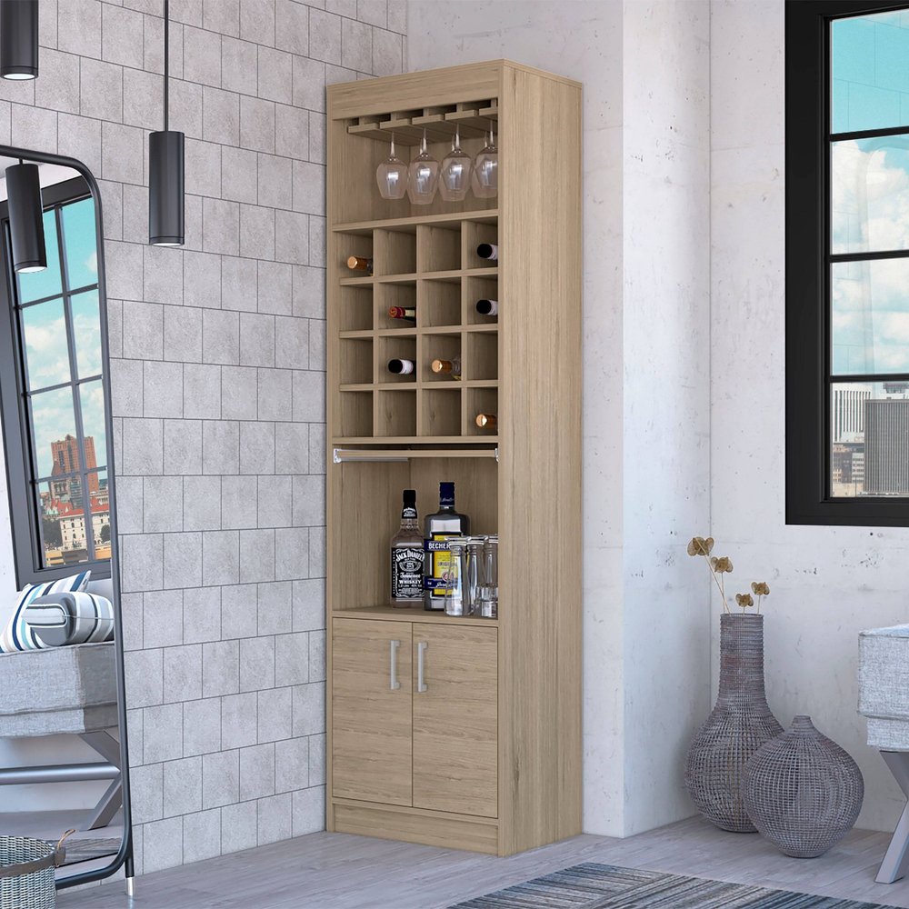 Mueble bar natural de 24" con dieciocho estantes