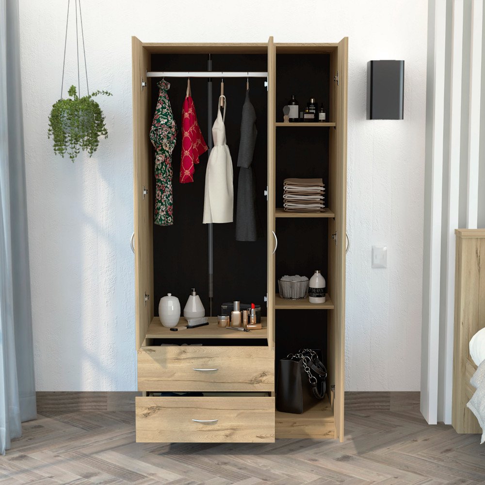 Cómoda combinada de dos cajones de madera manufacturada negra de 71"