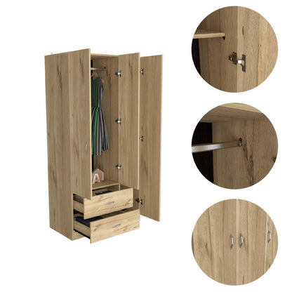 Cómoda combinada de dos cajones de madera manufacturada negra de 71"