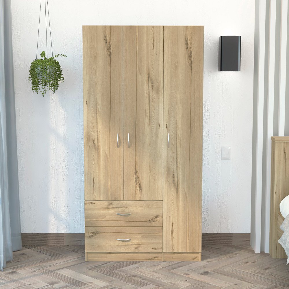 Cómoda combinada de dos cajones de madera manufacturada negra de 71"