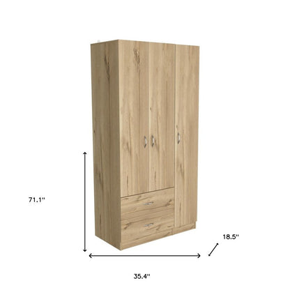Cómoda combinada de dos cajones de madera manufacturada negra de 71"