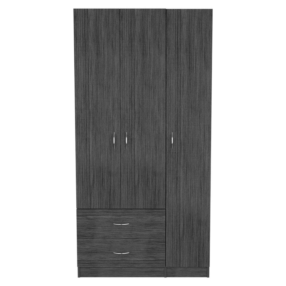 Cómoda combinada de dos cajones de madera manufacturada negra de 71"