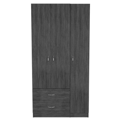Cómoda combinada de dos cajones de madera manufacturada negra de 71"