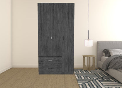 Cómoda combinada de dos cajones de madera manufacturada negra de 71"