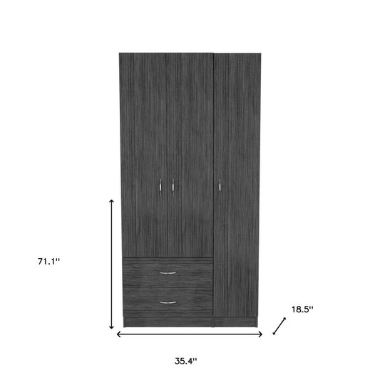 Cómoda combinada de dos cajones de madera manufacturada negra de 71"