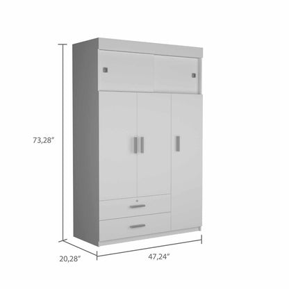 47" White Two Drawer Combo Dresser