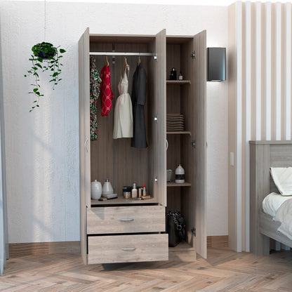 Cómoda combinada de dos cajones de madera manufacturada negra de 71"