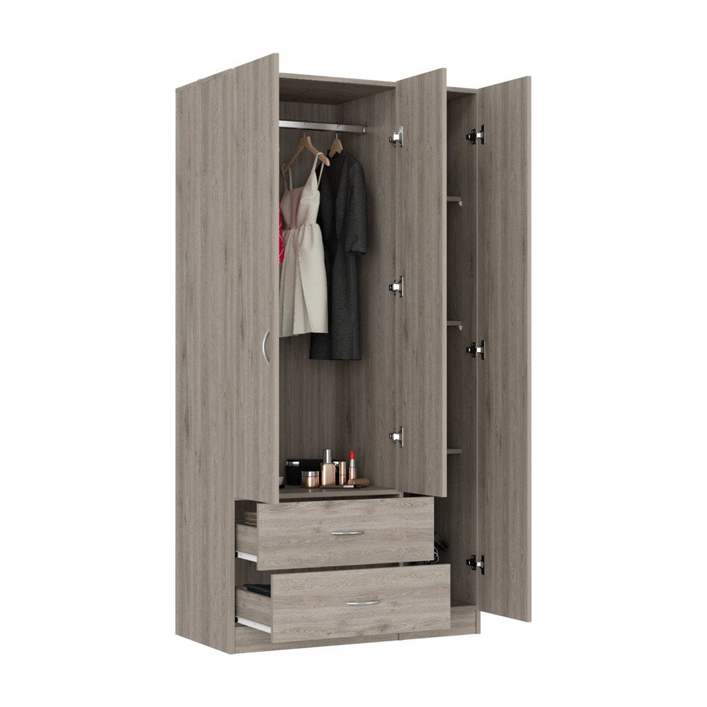 Cómoda combinada de dos cajones de madera manufacturada negra de 71"