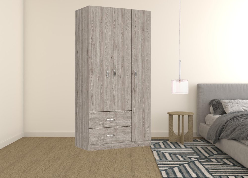 Cómoda combinada de dos cajones de madera manufacturada negra de 71"