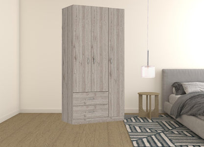 Cómoda combinada de dos cajones de madera manufacturada negra de 71"