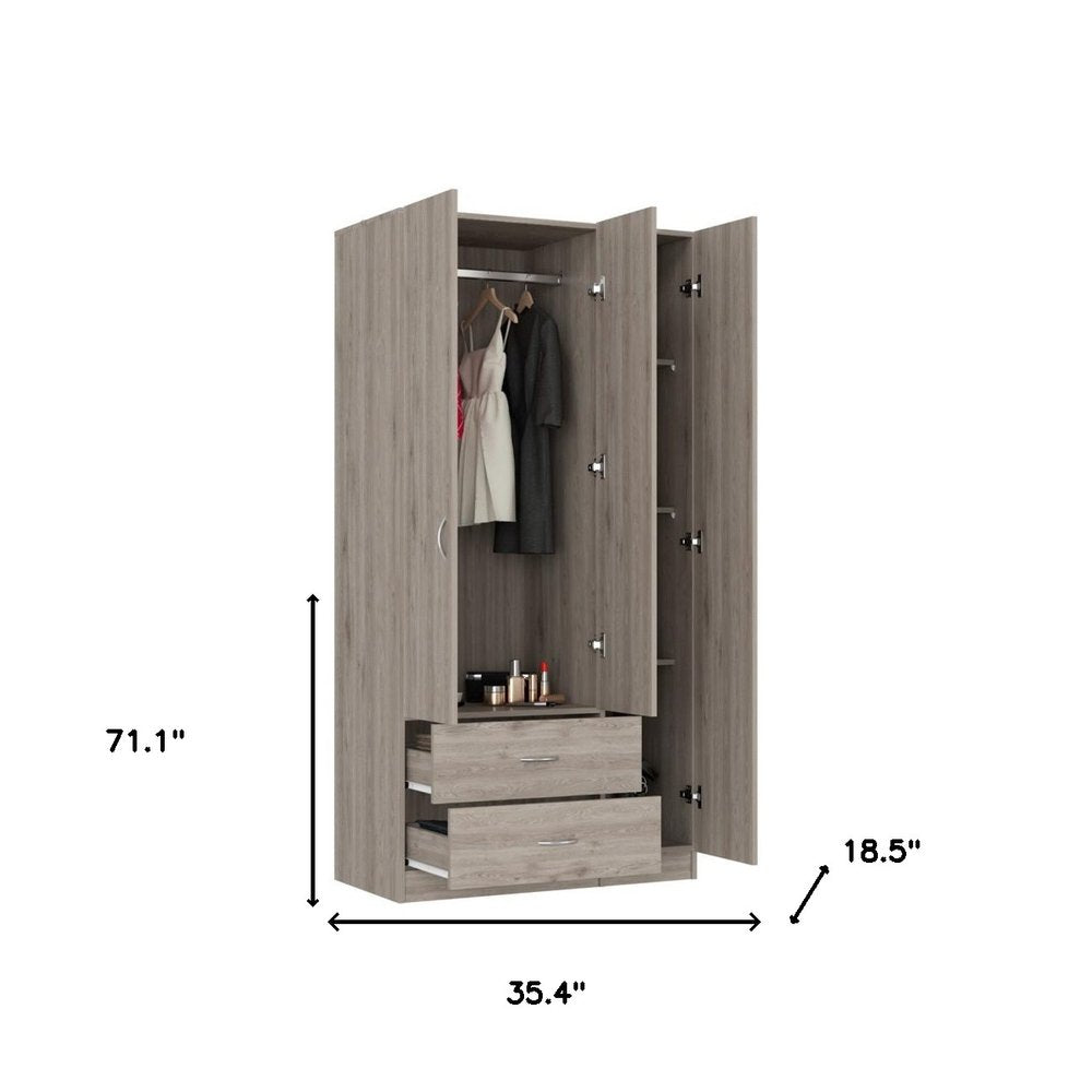 Cómoda combinada de dos cajones de madera manufacturada negra de 71"