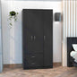 Cómoda combinada de dos cajones de madera manufacturada negra de 71"