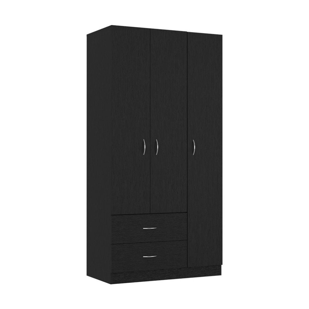 Cómoda combinada de dos cajones de madera manufacturada negra de 71"