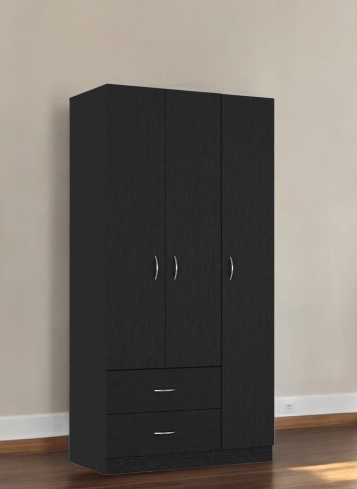 Cómoda combinada de dos cajones de madera manufacturada negra de 71"