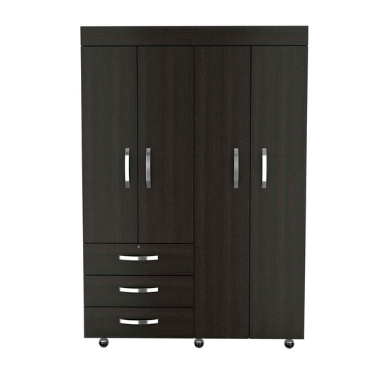 Cómoda combinada negra de tres cajones de 47"