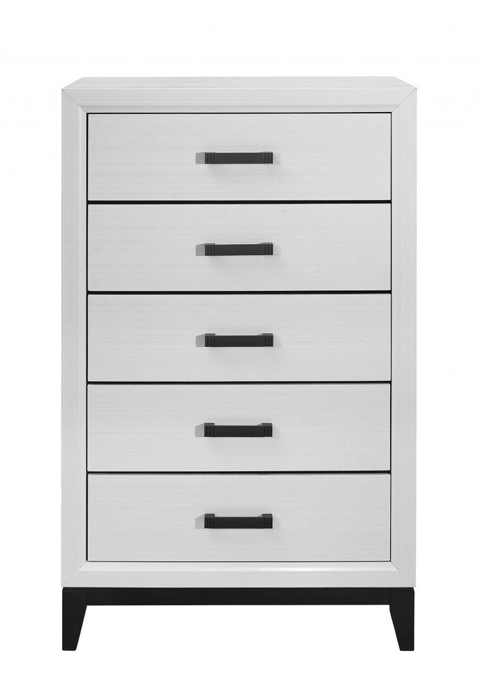 Cómoda estándar de cinco cajones de madera blanca de 31"