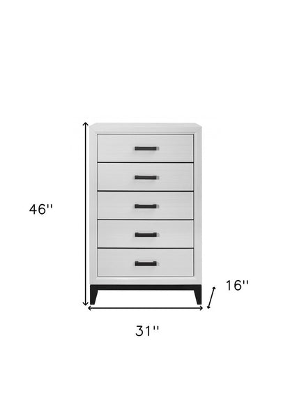 Cómoda estándar de cinco cajones de madera blanca de 31"