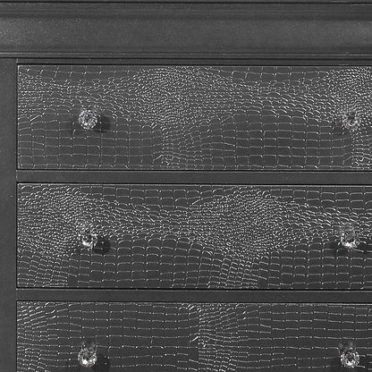 Cómoda de cinco cajones de madera maciza gris metalizada de 31"