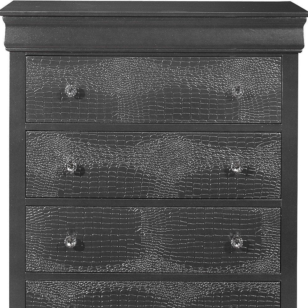 Cómoda de cinco cajones de madera maciza gris metalizada de 31"