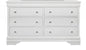 Cómoda doble de seis cajones de madera maciza blanca metalizada de 58"